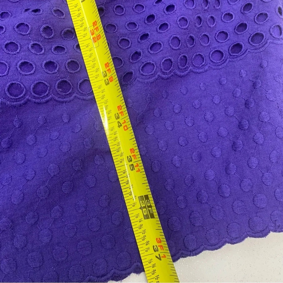 J Crew Dress Size 4 Purple Eyelet  Knee Length Sleeveless Sheath Pockets Cotton - Picture 13 of 14